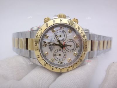 Swiss Rolex Daytona Two Tone White Mop Dial Replica Watches